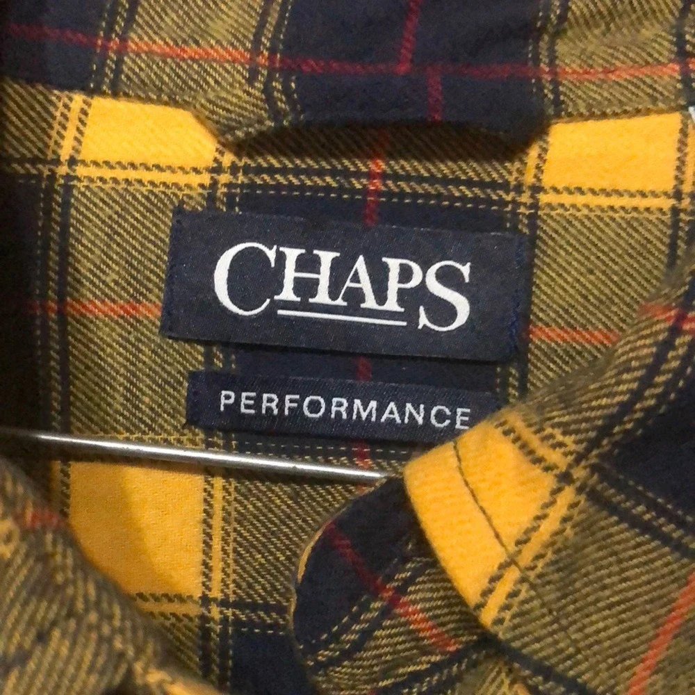 Chaps Yellow and Navy Plaid Shirt